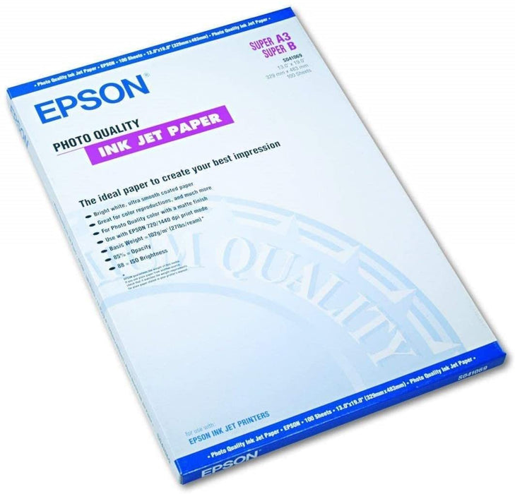 Epson SO41069, Photo Quality Ink Jet Paper, A3+, Pack of 100