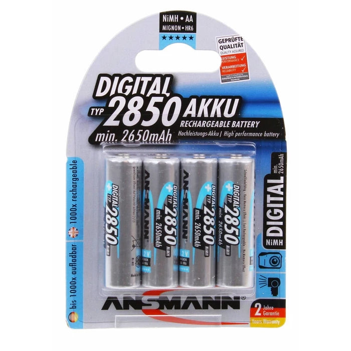 Ansmann Ni-MH 2850 mAh Rechargeable AA size, Pack of 4