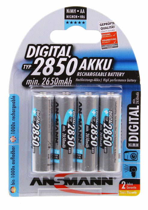Ansmann Ni-MH 2850 mAh Rechargeable AA size, Pack of 4