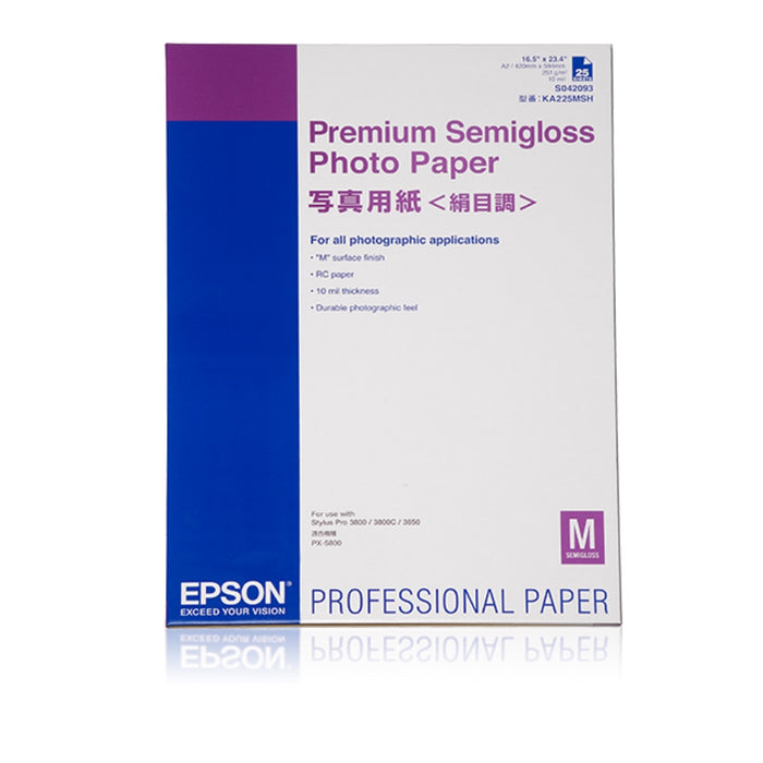 Epson SO42093, Premium Semigloss Photo Paper, A2, Pack of 25
