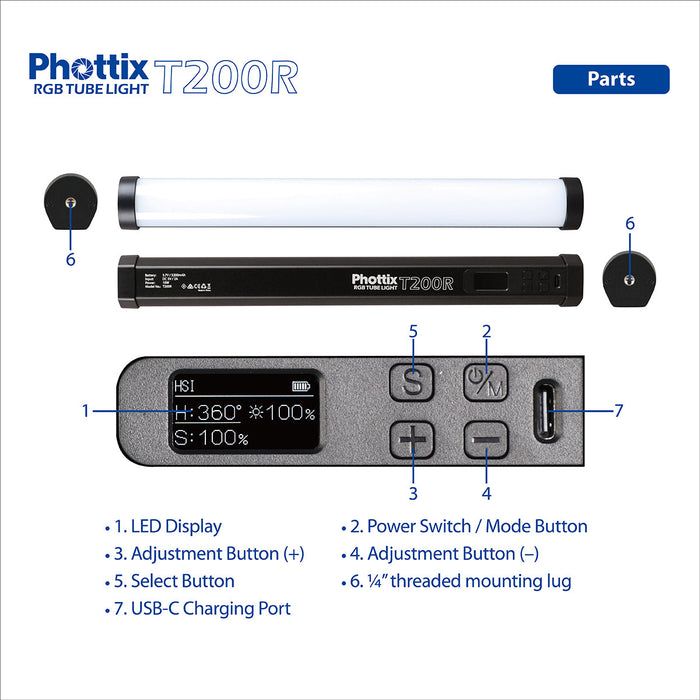 Phottix T200R RGB LED Tube Light