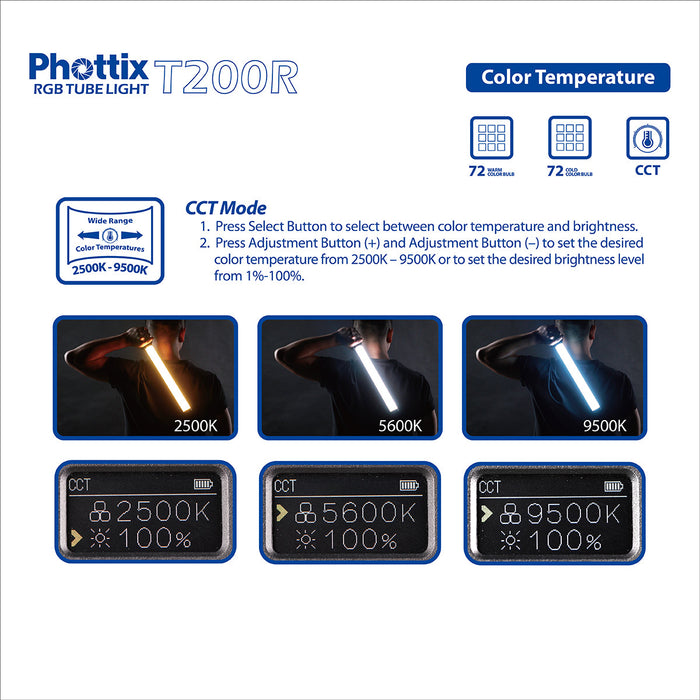 Phottix T200R RGB LED Tube Light