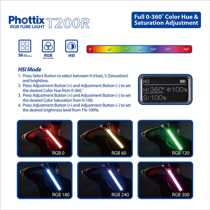 Phottix T200R RGB LED Tube Light