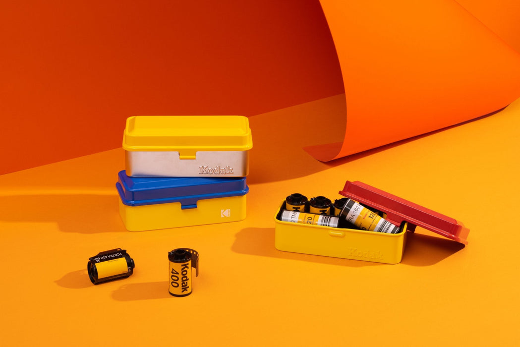 Reto Kodak Classic Metal 120 / 35mm Film Case, Yellow/Blue Lid