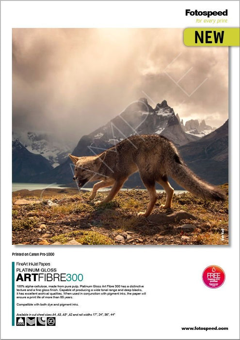 Fotospeed Platinum Gloss Art Fibre 300 A3+, Pack of 25