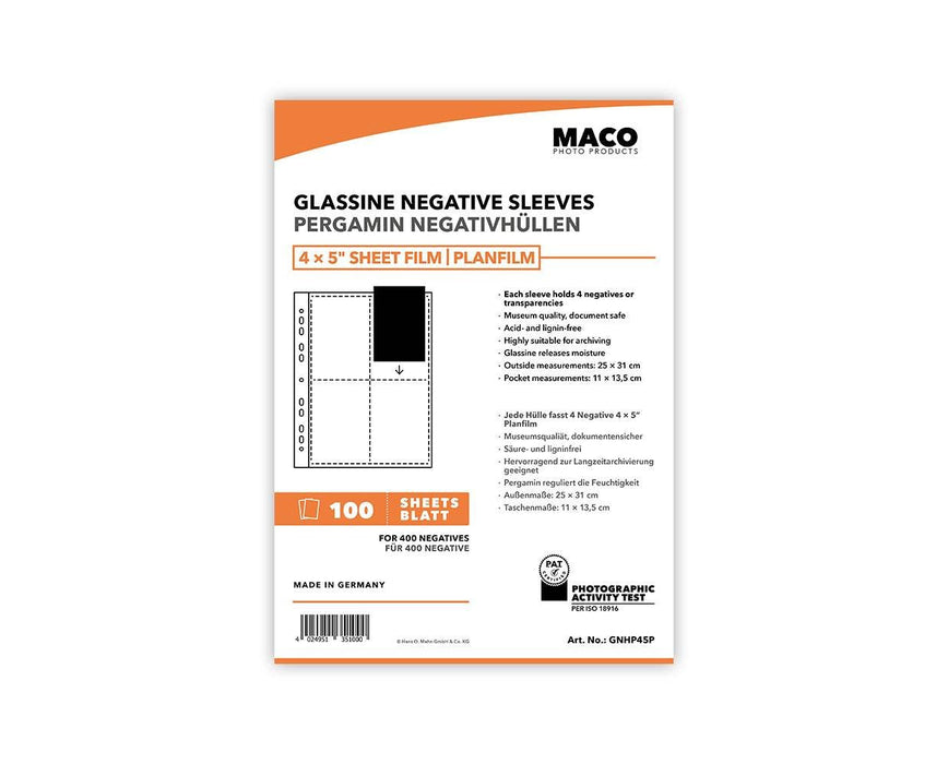 MACO Negative Pages, Paper (glassine), 4 x 5 inch, 100 sheets