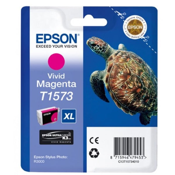 Epson Ink Jet Cartridge T1573, Turtle, Vivid Magenta