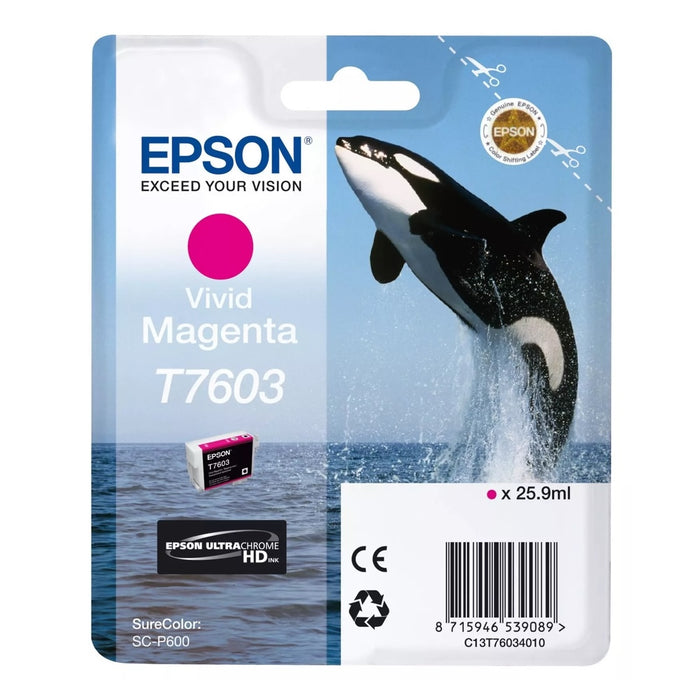 Epson Ink Jet Cartridge T7603 Killer Whale, Vivid Magenta  - Clearance - Expired 2024