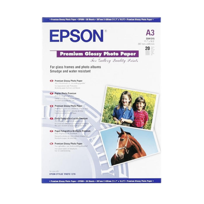 Epson SO41315, Premium Glossy Photo Paper, A3, Pack of 20