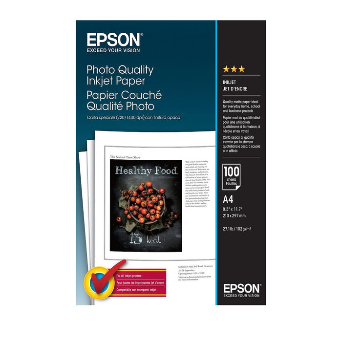 Epson SO41061, Photo Quality Ink Jet Paper A4, Pack of 100