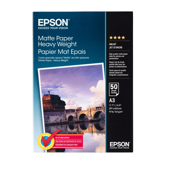 Epson SO41261, Matte Paper Heavyweight, A3, Pack of 50