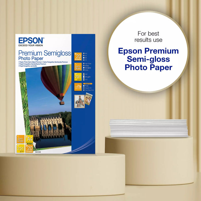 Epson SO41332, Premium Semigloss Photo Paper, A4, Pack of 20