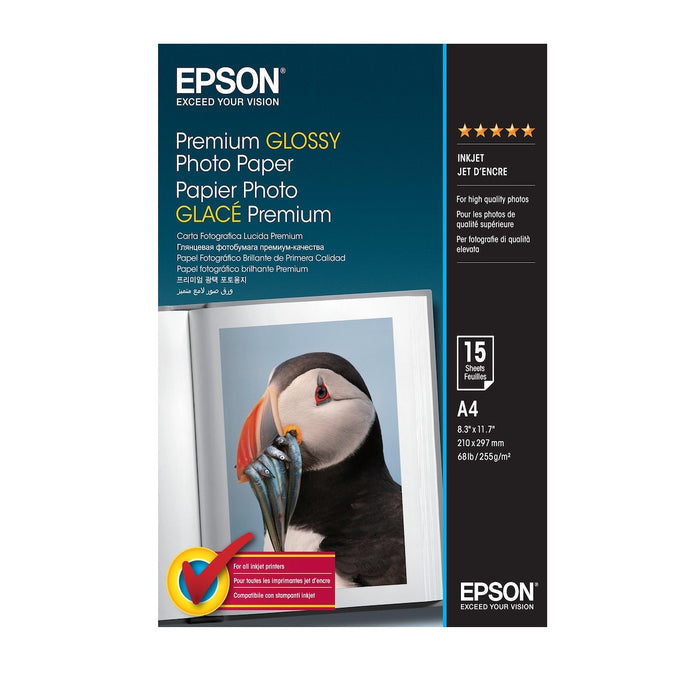 Epson SO42155, Premium Glossy Photo Paper, A4, Pack of 15