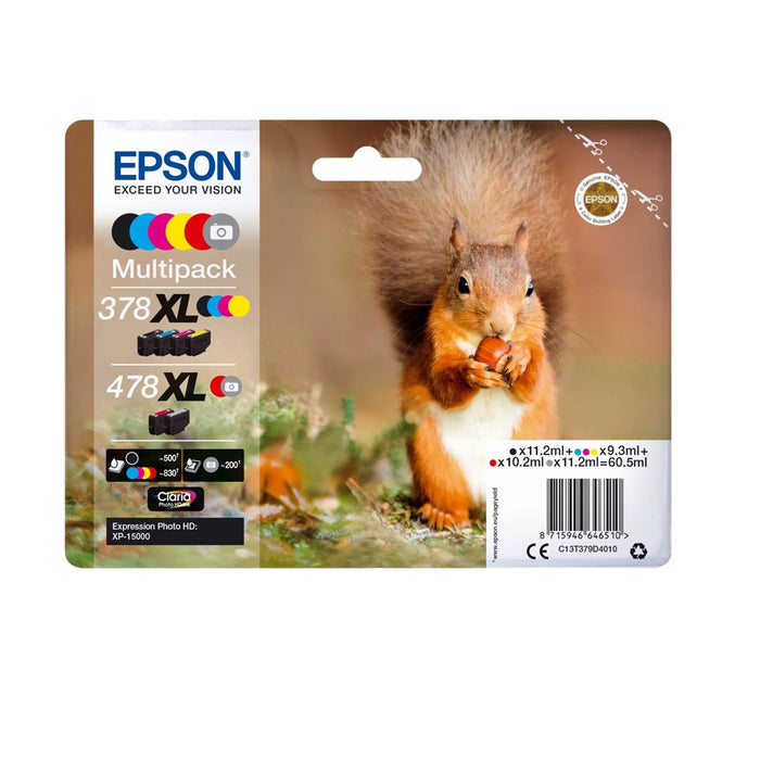 Epson Ink Jet Cartridge T478XL Squirrel, Multipack