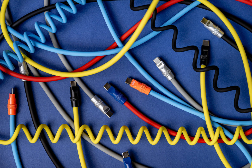 Newell USB-C - USB-C 100 W Spiral Silicone Cable -  2m Blue-Orange
