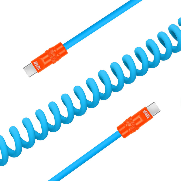 Newell USB-C - USB-C 100 W Spiral Silicone Cable -  2m Blue-Orange