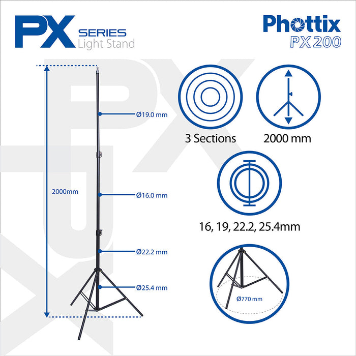 Phottix PX-200 Light Stand 200cm Charcoal Black
