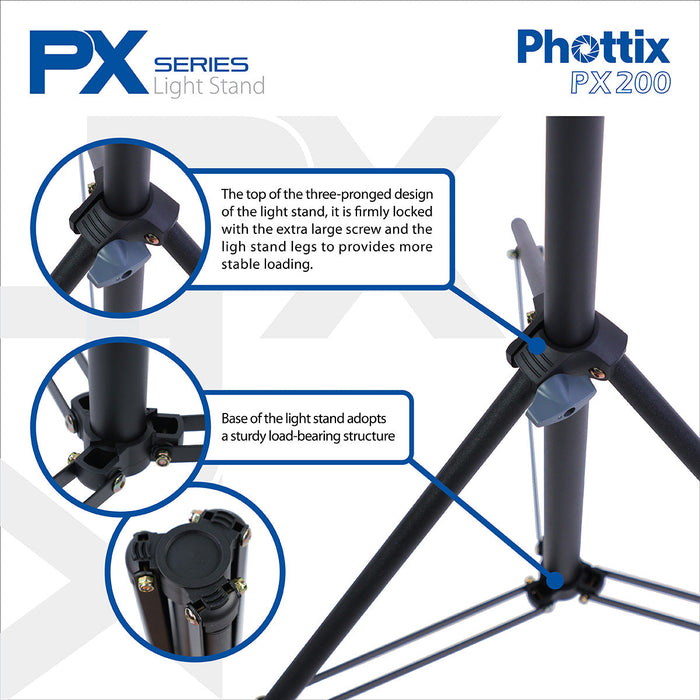 Phottix PX-200 Light Stand 200cm Charcoal Black
