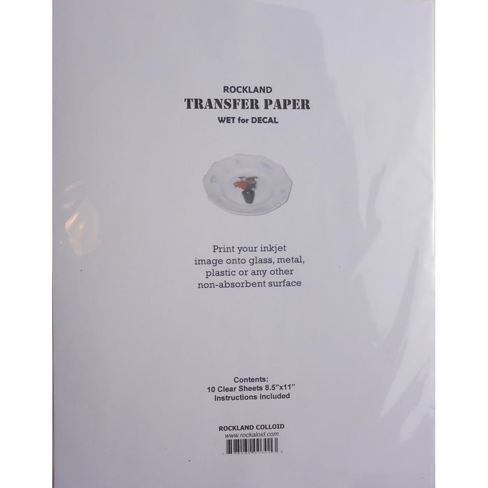 Rockland Inkjet Transfer Paper for Glass, 8.5x11 in, 10 S