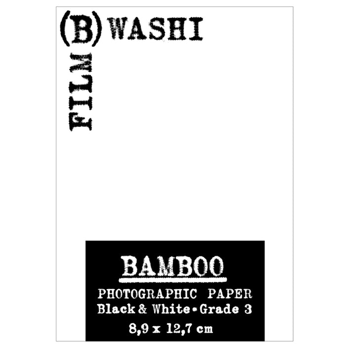 Washi "B" Black and White Printing Paper on Bamboo Base 3.5 x 5in Pack of 12
