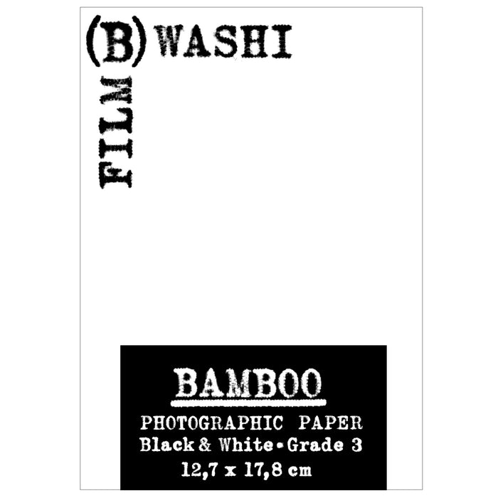 Washi "B" Black and White Printing Paper on Bamboo Base 5 x 7in Pack of 12