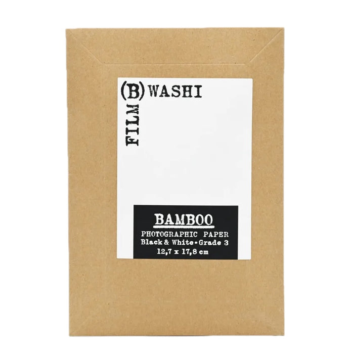 Washi "B" Black and White Printing Paper on Bamboo Base 5 x 7in Pack of 12