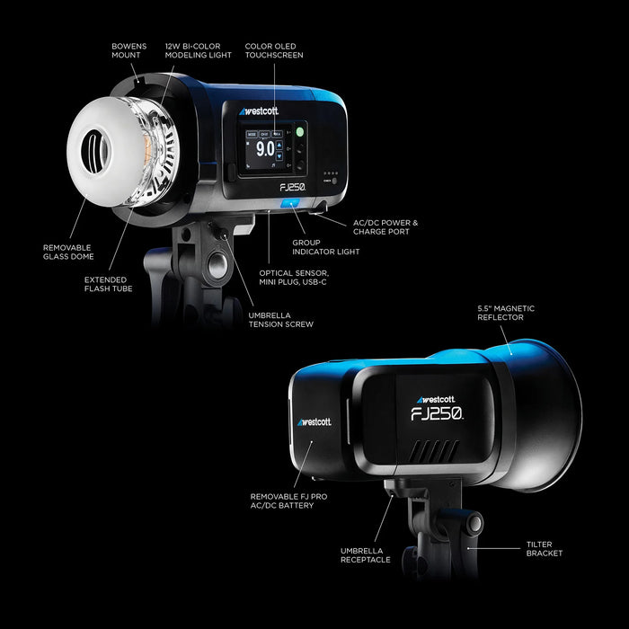 Westcott FJ250 Touchscreen Strobe 250Ws with FJ Pro AC/DC Battery