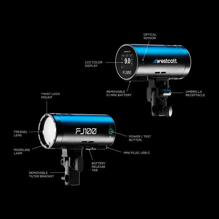 Westcott FJ100 Touchscreen Off-Camera Strobe with FJ Mini AC/DC Battery