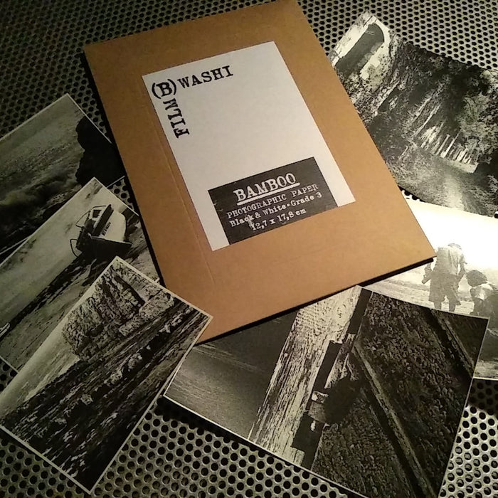 Washi "B" Black and White Printing Paper on Bamboo Base 5 x 7in Pack of 12