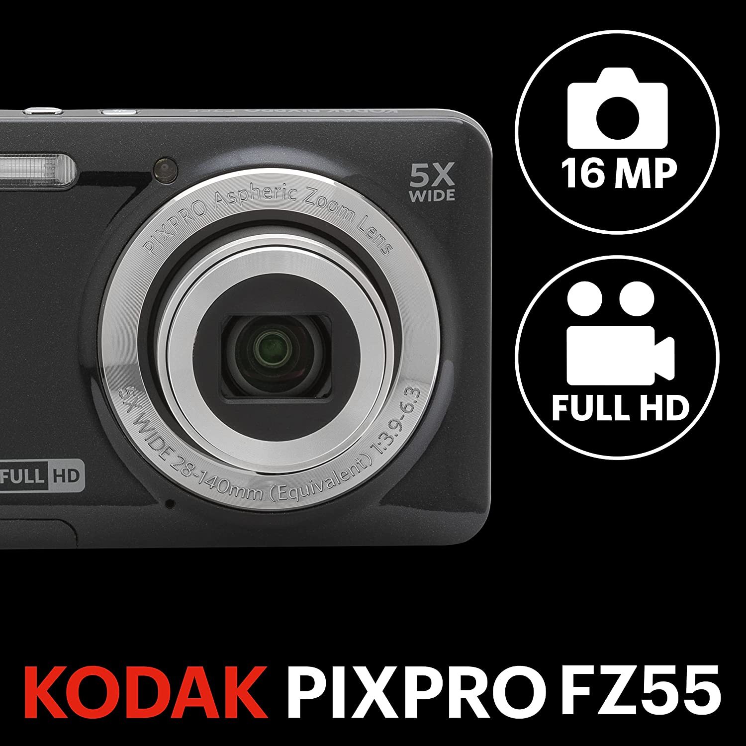 Kodak Pixpro Fz55 16mp 5x Zoom Compact Camera Black Cameras