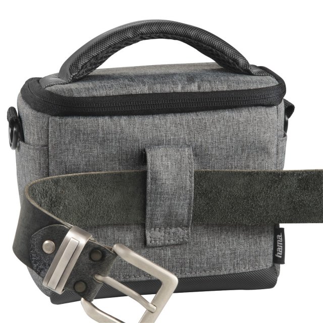 grey camera bag